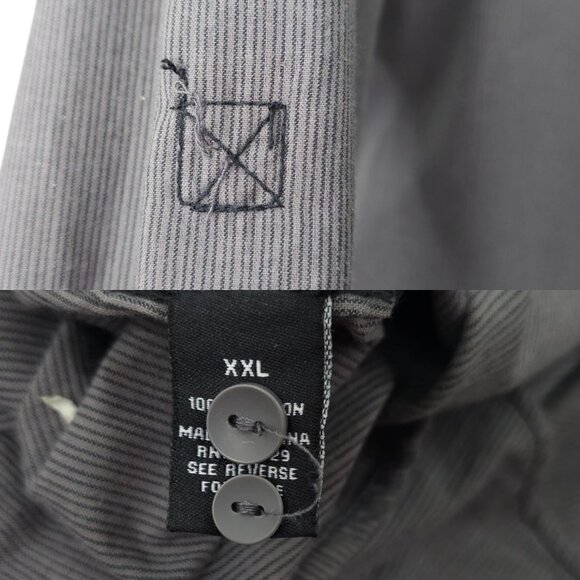 Carbon Slim Fit Button Front Shirt Mens XXL READ Tab Sleeve Snap Pockets Gray - Picture 8 of 16